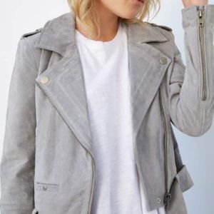 BLANKNYC Suede Moto Jacket - Brand-New Cloud Grey